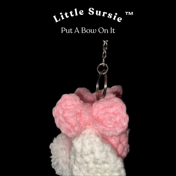 Handmade Crochet Pink Puppy With Bows Amigurumi Put A Bow On It Crocheted Plush - Picture 4 of 9